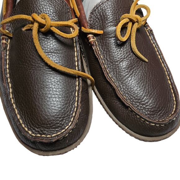 L.L.Bean Men\'s Handsewn Leather Slippers Brown Flannel-Lined - Brown Size 10 main image 8